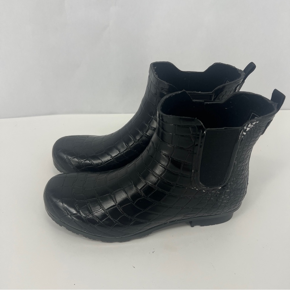 Roma Black croc rain Boots